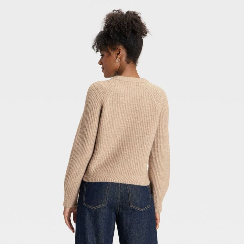 Open Box - Universal Thread - Women's Cozy Knit Crewneck Pullover Swe Oatmeal - Picture 2 of 3